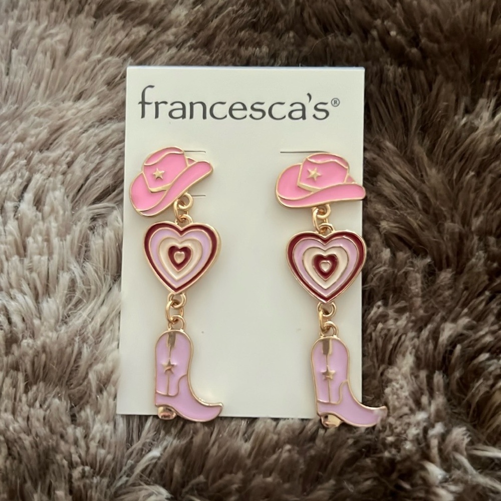 Never worn pink cowgirl earrings